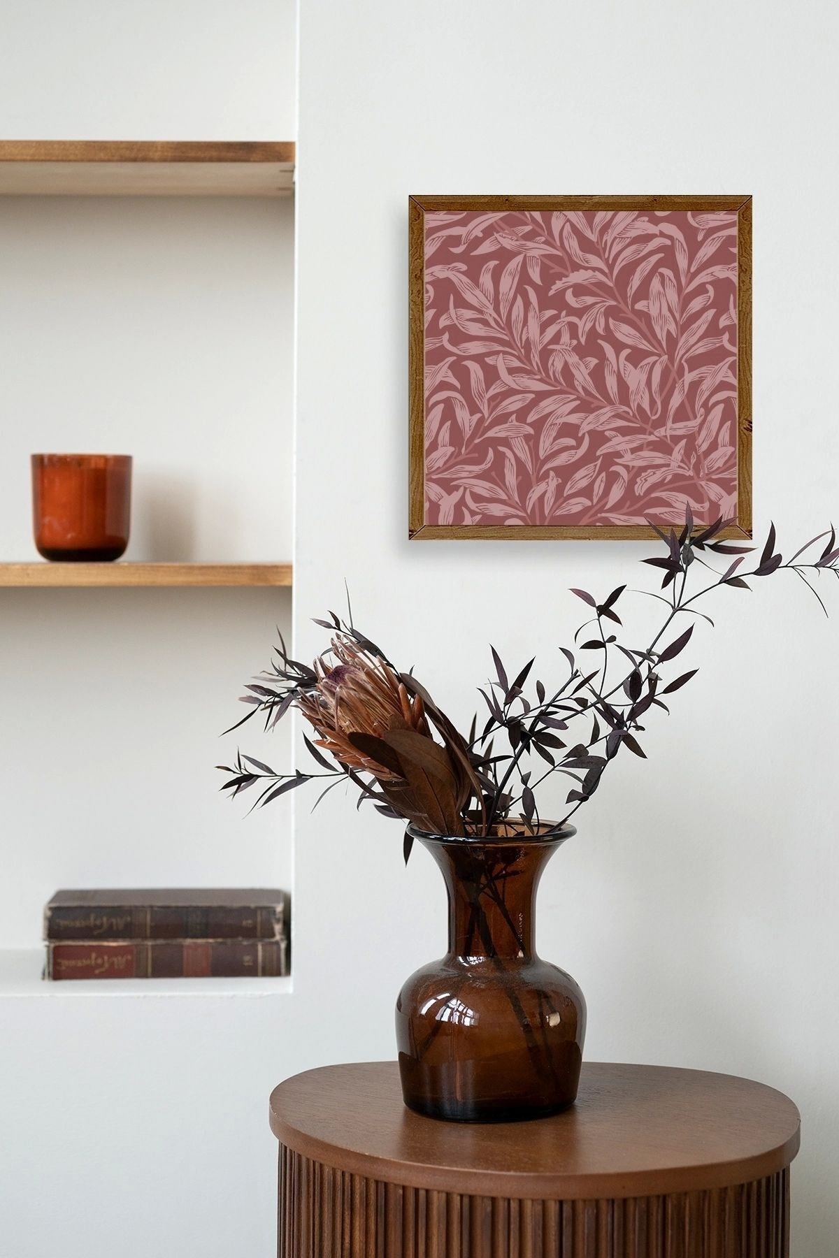 Yaprak Ahşap Çerçeveli Tablo 23 x 23