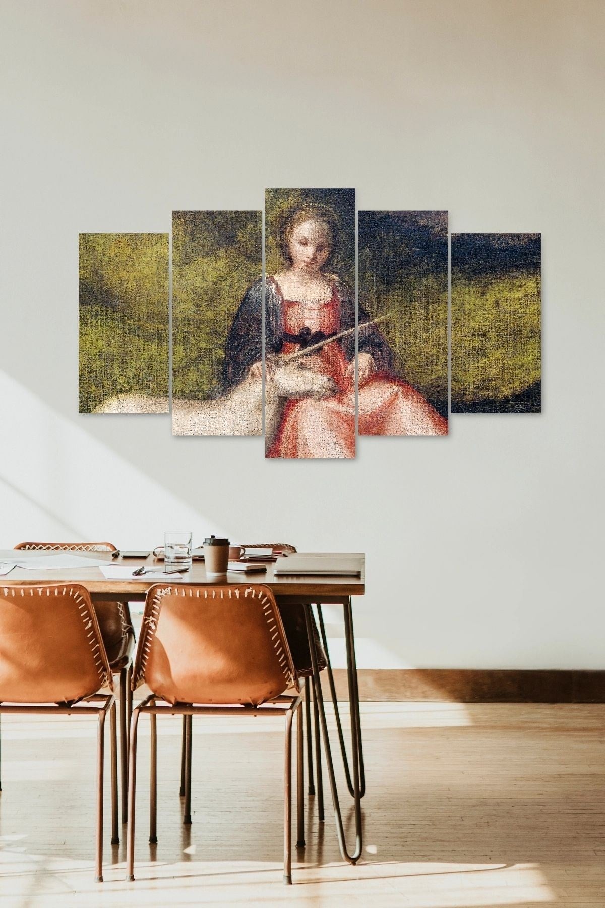 İnsan Manzarası 5 Parçalı Mdf Tablo 60 x 100