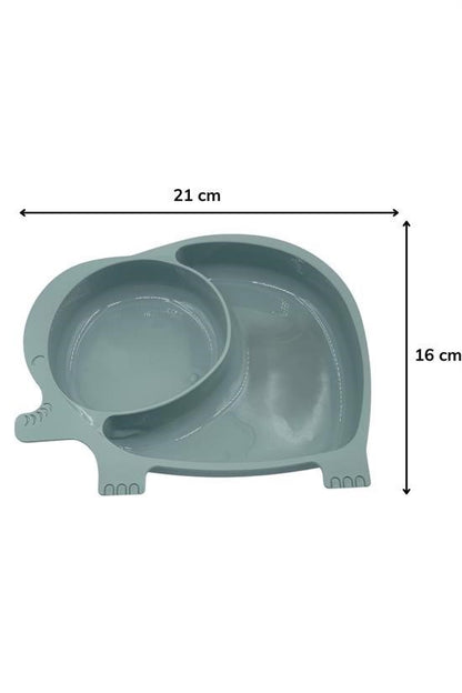 BUFFER® Bebek ve Çocuk için Sevimli Fil Model Desenli Yemek Bebek Mama Kabı Bölmeli Tabak
