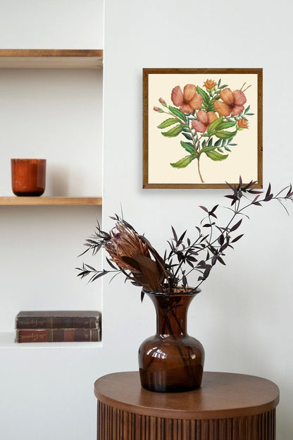 Çiçek Ahşap Çerçeveli Tablo 23 x 23