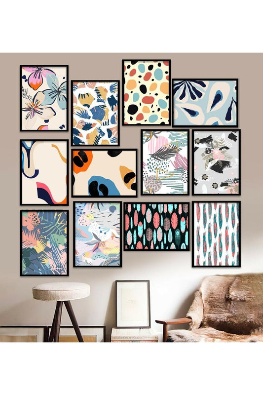 12 Parça Çerçeve Görünümlü Mdf Tablo Seti 15 x 20