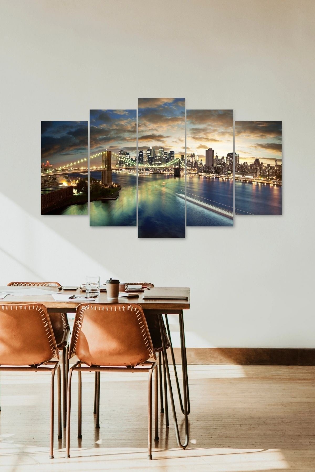 Şehir Manzarası 5 Parçalı Mdf Tablo 60 x 100