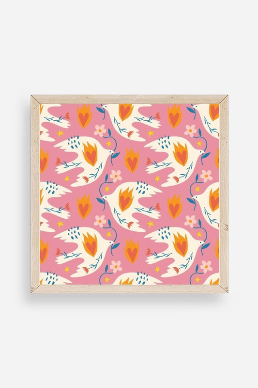 Kuş Ahşap Çerçeveli Tablo 50 x 50