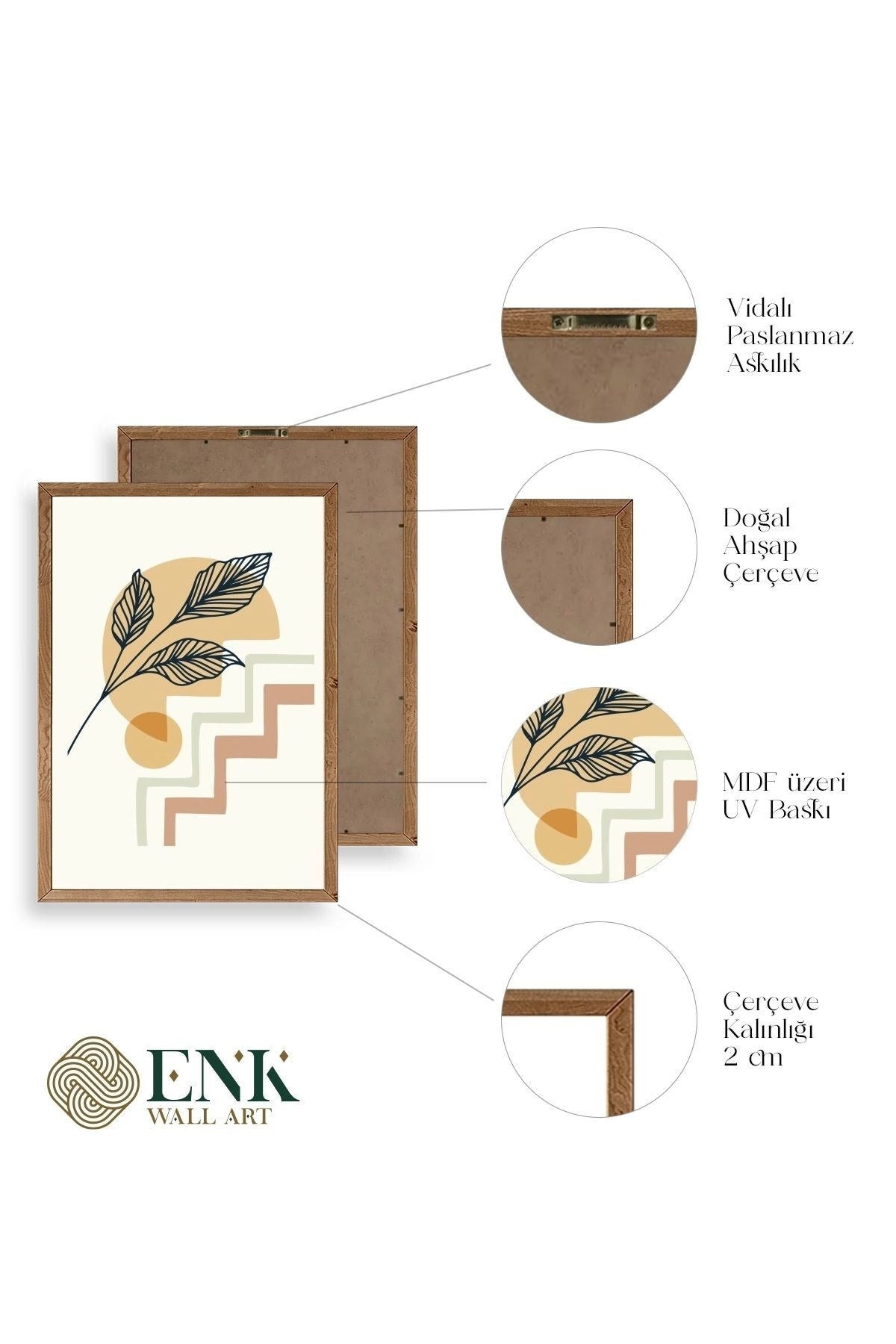 Manzara Üçlü Ahşap Çerçeveli Tablo 50 x 70