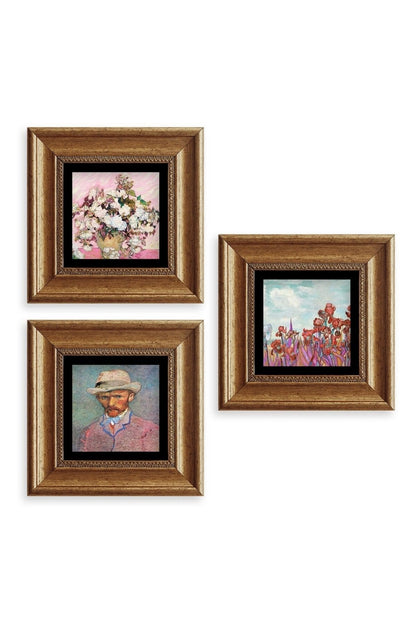 Van Gogh 3 lü Set Çerçeveli Taş Tablo 20 cm