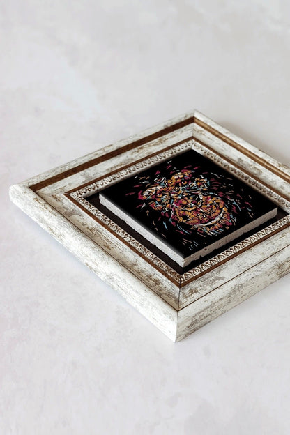 Soyut Çalışma Renkli Goril Çerçeveli Taş Tablo , Çerçeveli Taş Duvar Dekoru-enkcrcvtbl-00099 20 cm