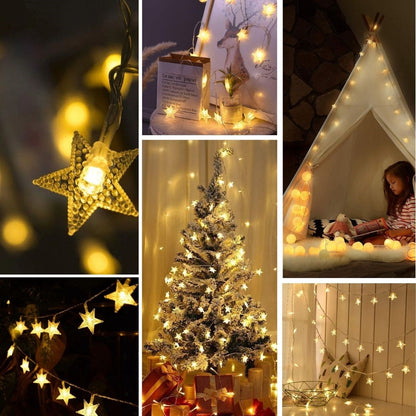 BUFFER® 20 Adet Mini Yıldız Led 5 Metre Günışığı Rengi Dekoratif Led