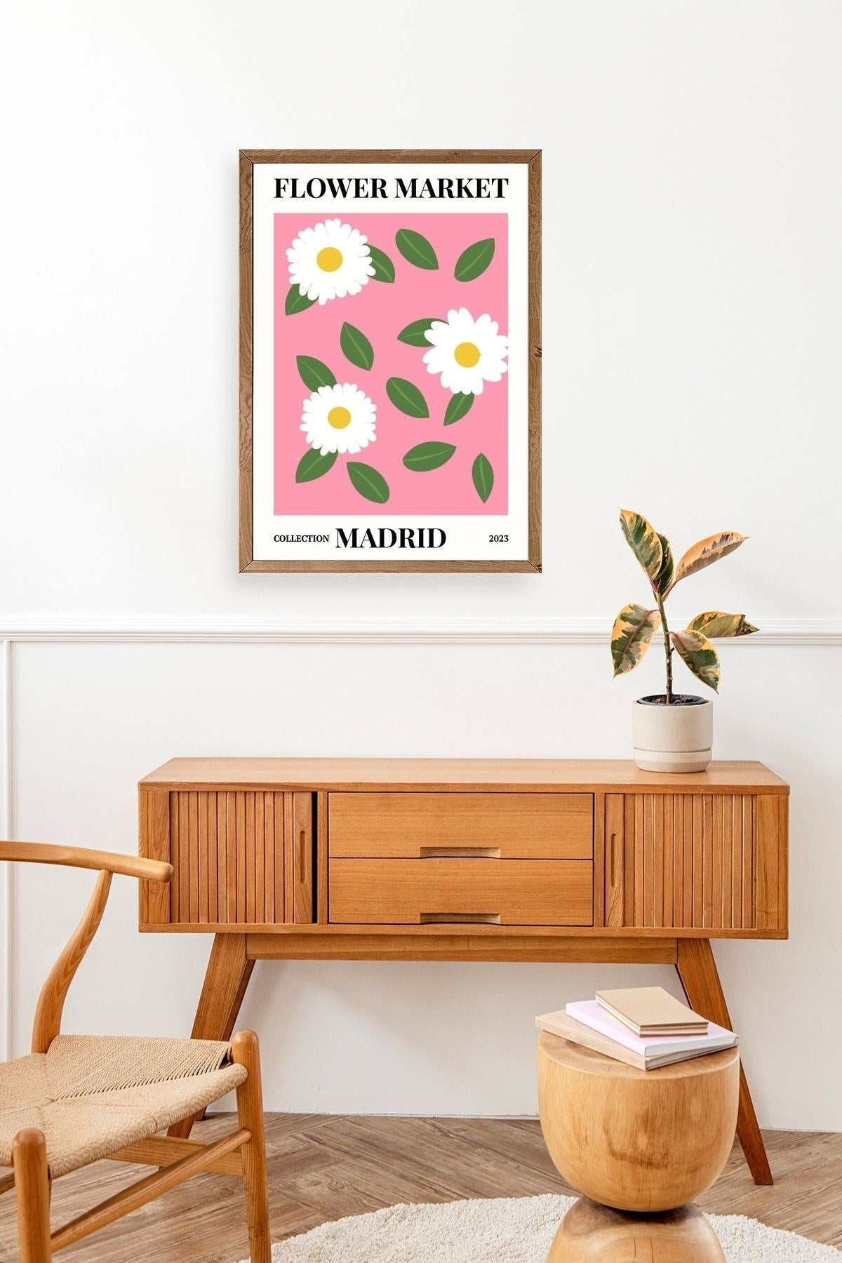 Çiçek Ahşap Çerçeveli Tablo 17 x 23