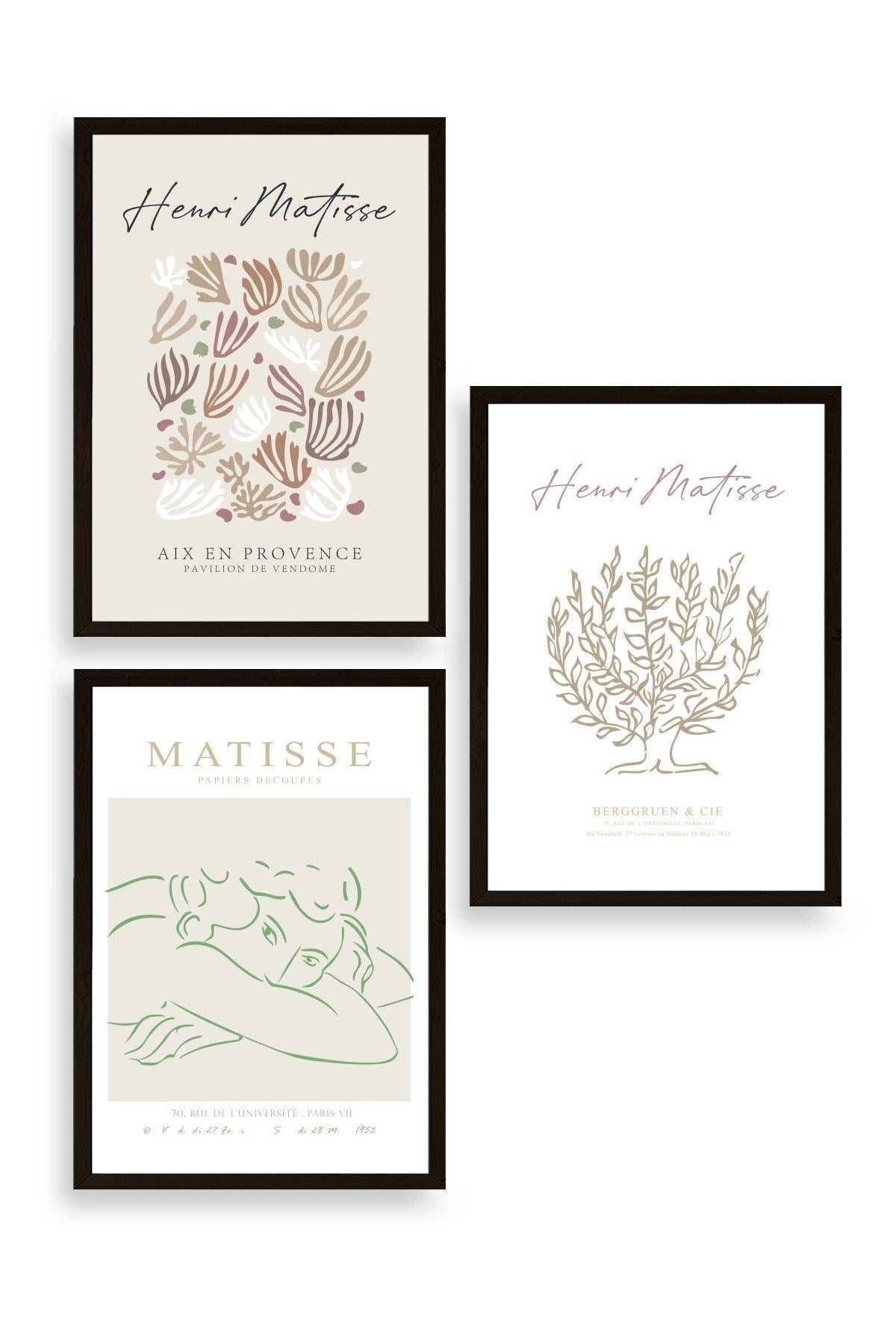 Matisse Üçlü Ahşap Çerçeveli Tablo 30 x 40