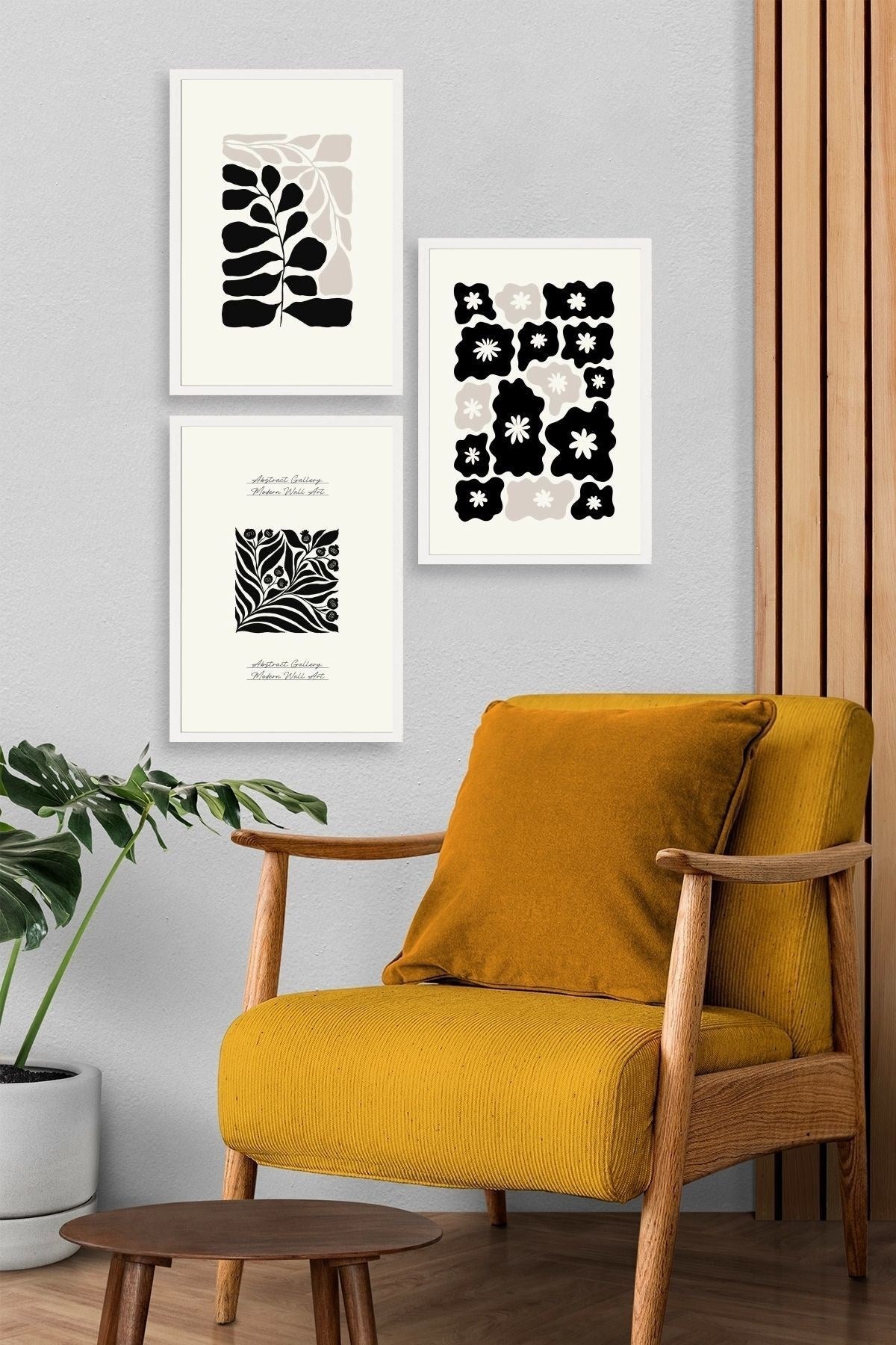 Modern Üçlü Ahşap Çerçeveli Tablo 50 x 70