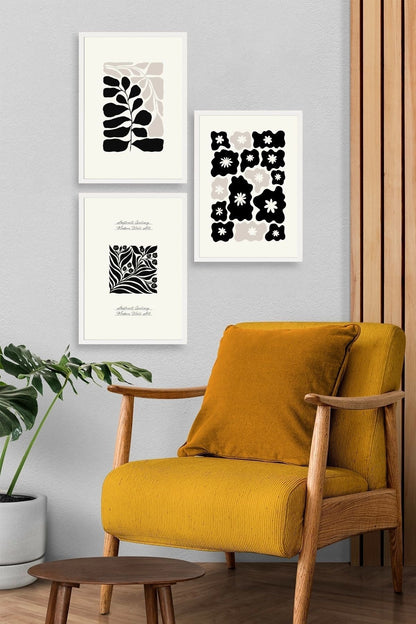 Modern Üçlü Ahşap Çerçeveli Tablo 50 x 70