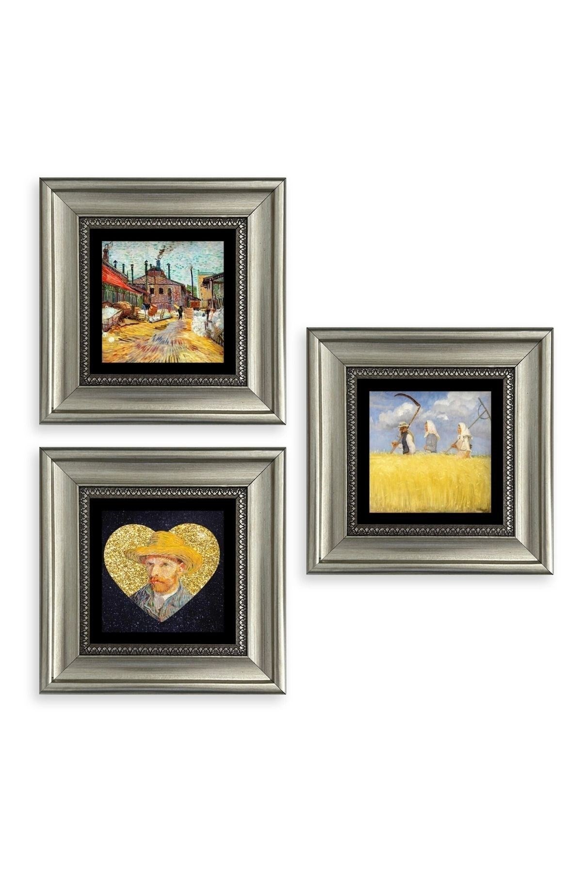 Van Gogh 3 lü Set Çerçeveli Taş Tablo 20 cm