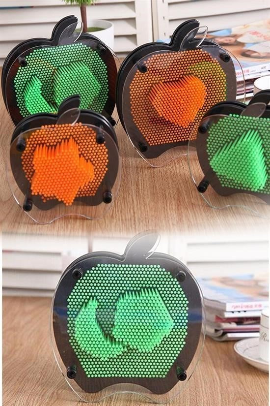 BUFFER® Elma Şeklinde Pin Art Dekoratif 3D Çivi Sanatı Filografi Tahtası