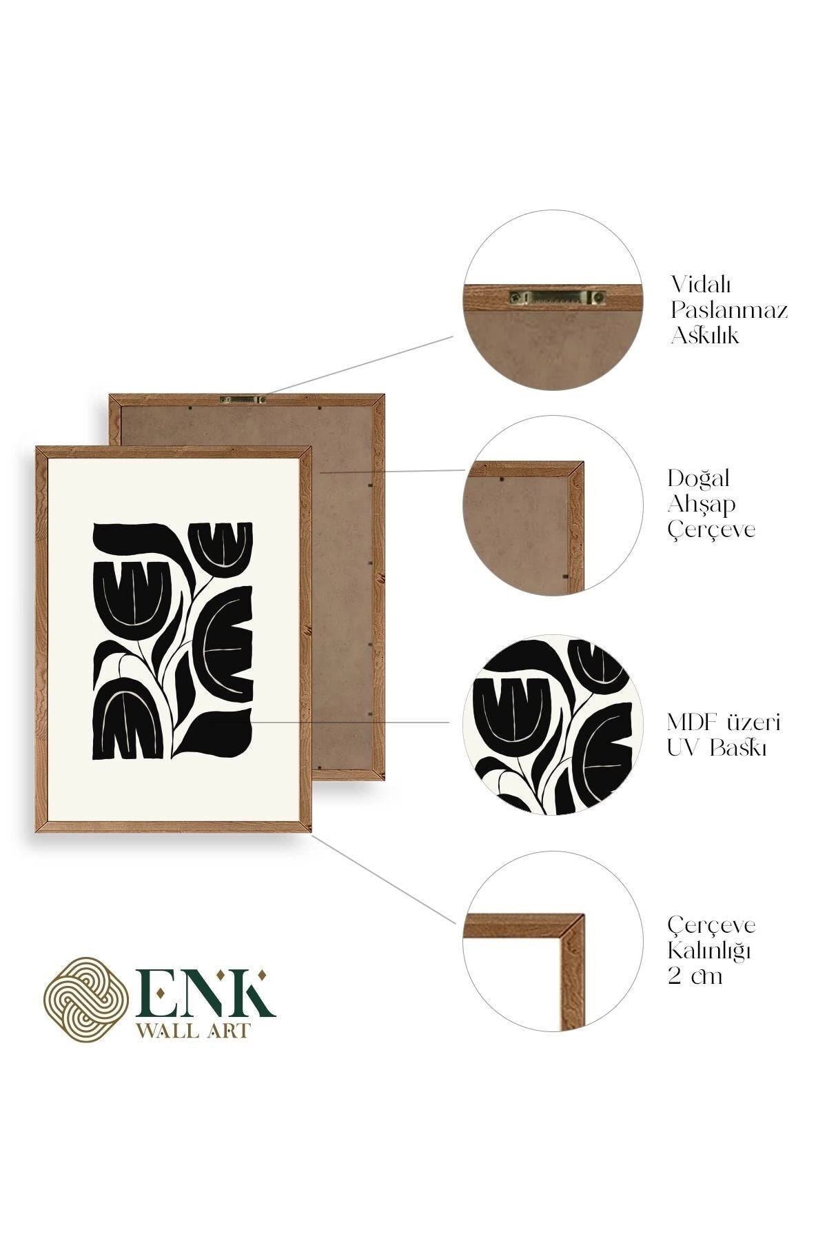 Çiçek Ahşap Çerçeveli Tablo 50 x 70