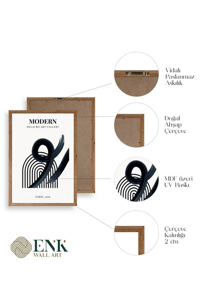 Modern Üçlü Ahşap Çerçeveli Tablo 30 x 40