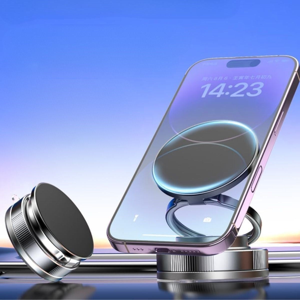 BUFFER® Vakumlu Manyetik Telefon Tutucu – Güçlü Vakum 360° Döner Araç İçi Telefon Standı, Ultra Sabit Manyetik Destekli Mobil Cihaz Aparatı