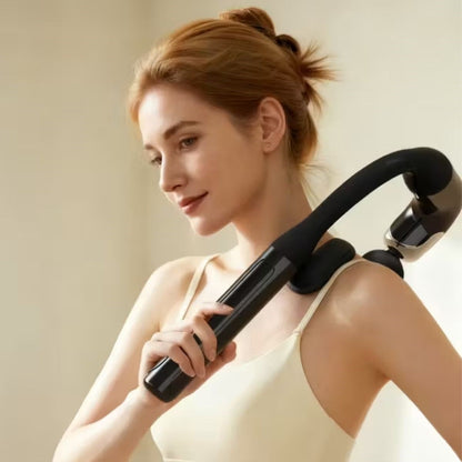 BUFFER® 4 Farklı Başlıklı Uzun Saplı Derin Doku Masaj Tabancası, Boyun, Omuz ve Sırt için Ergonomik Saplı Çoklu Masaj Modlu Taşınabilir Masaj Aleti