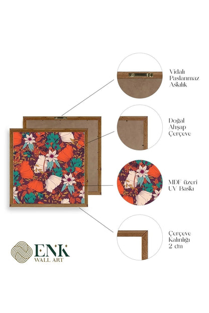 Çiçek Ahşap Çerçeveli Tablo 23 x 23