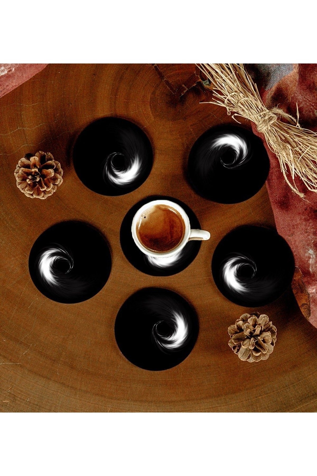 6 Adet Desenli Mdf Bardak Altlığı