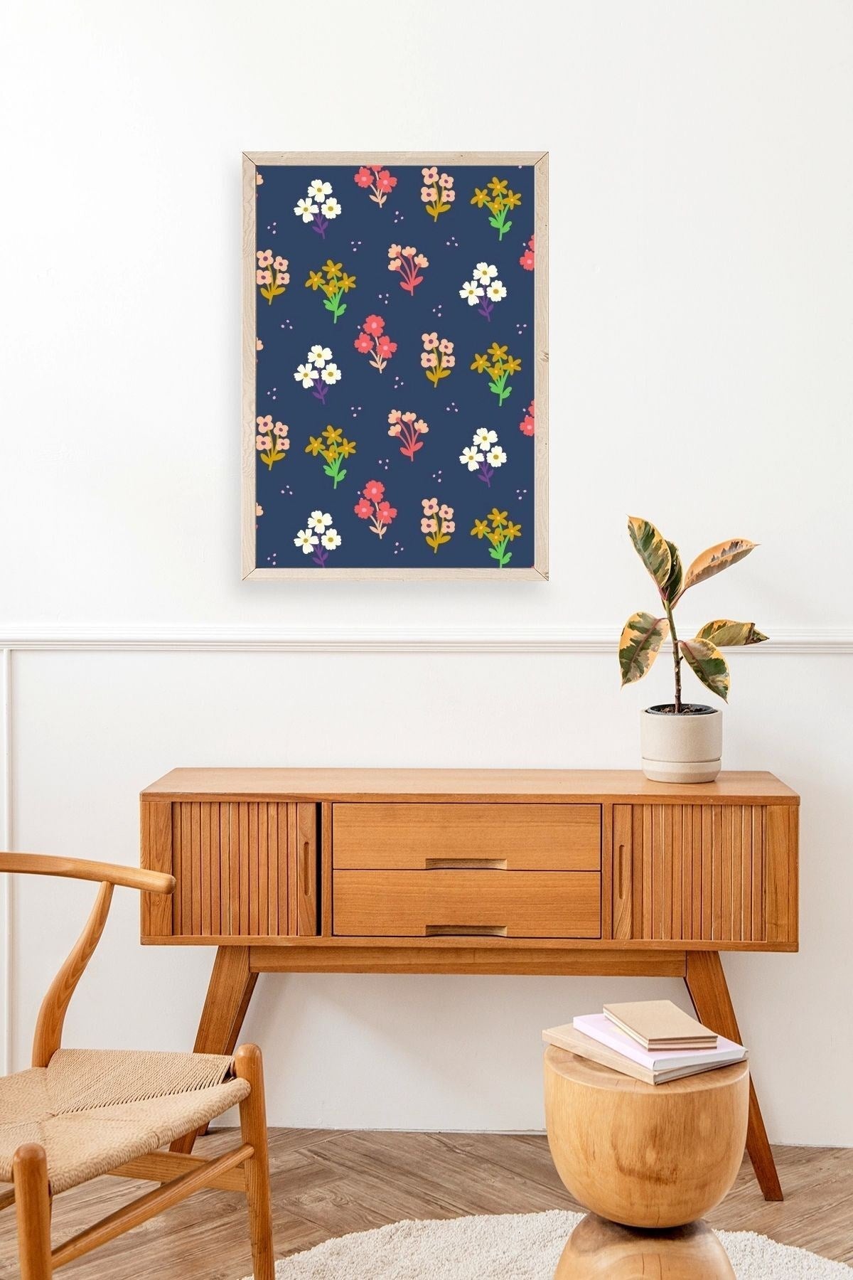 Çiçek Ahşap Çerçeveli Tablo 17 x 23