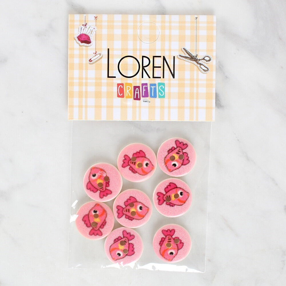 Loren Crafts 8'li Balık Düğme - 1156