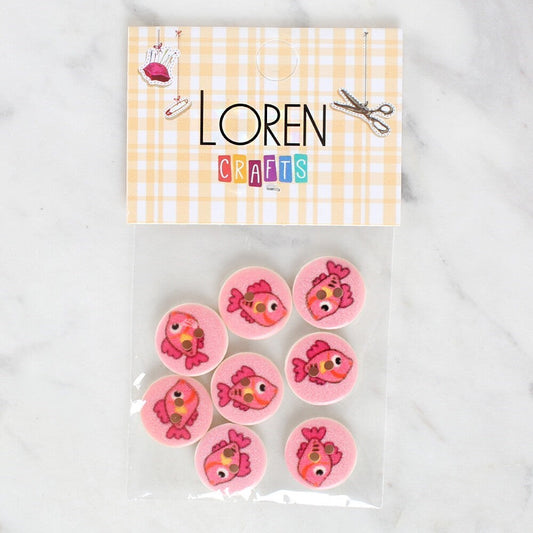 Loren Crafts 8'li Balık Düğme - 1156
