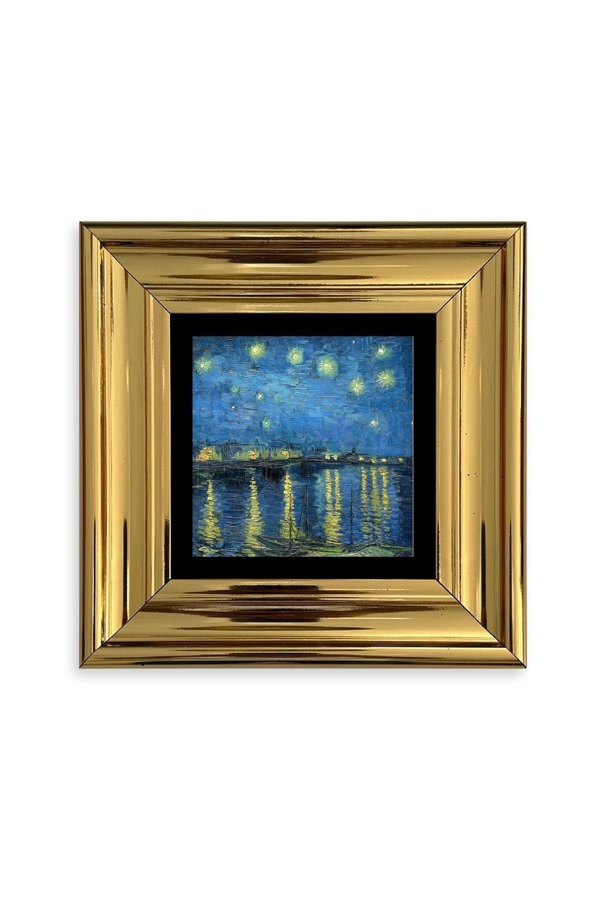 Yıldızlı Gece Çerçeveli Taş Tablo 20 cm