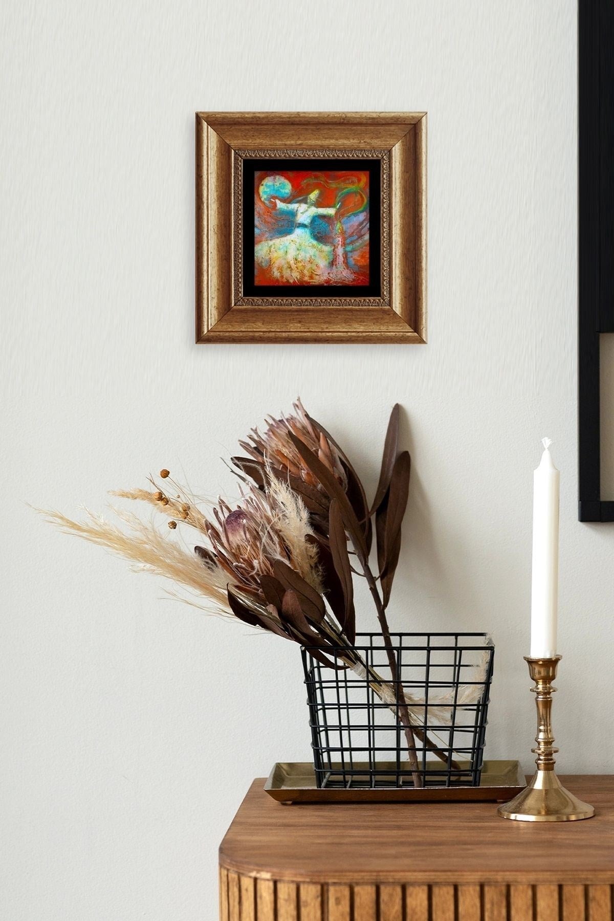 Semazen Çerçeveli Taş Tablo 20 cm