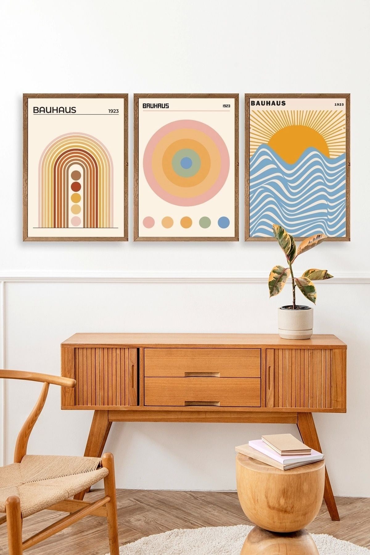 Bauhaus Üçlü Ahşap Çerçeveli Tablo 50 x 70