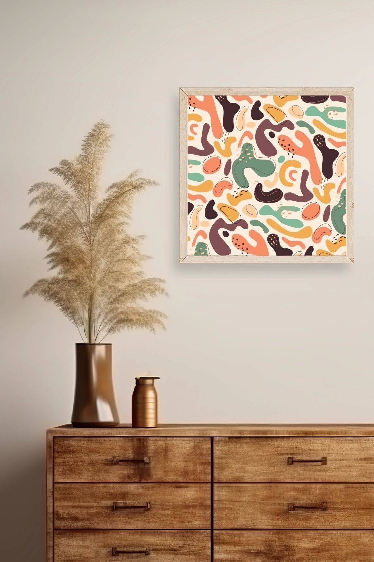 Soyut Ahşap Çerçeveli Tablo 42 x 42