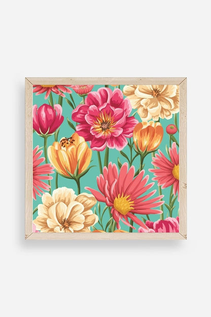 Çiçek Ahşap Çerçeveli Tablo 23 x 23