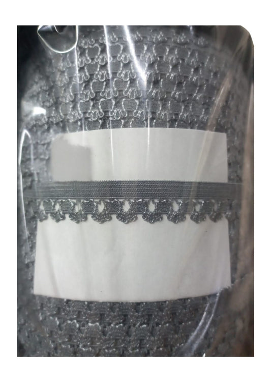Çamaşır Lastiği Dantelli 1 cm 1 Metre Gri