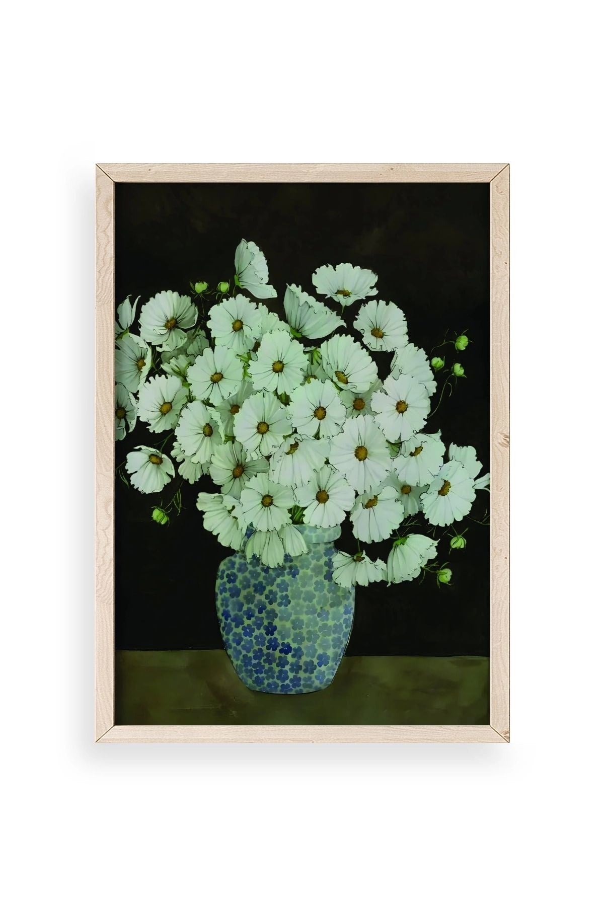 Çiçekler Ahşap Çerçeveli Tablo 50 x 70