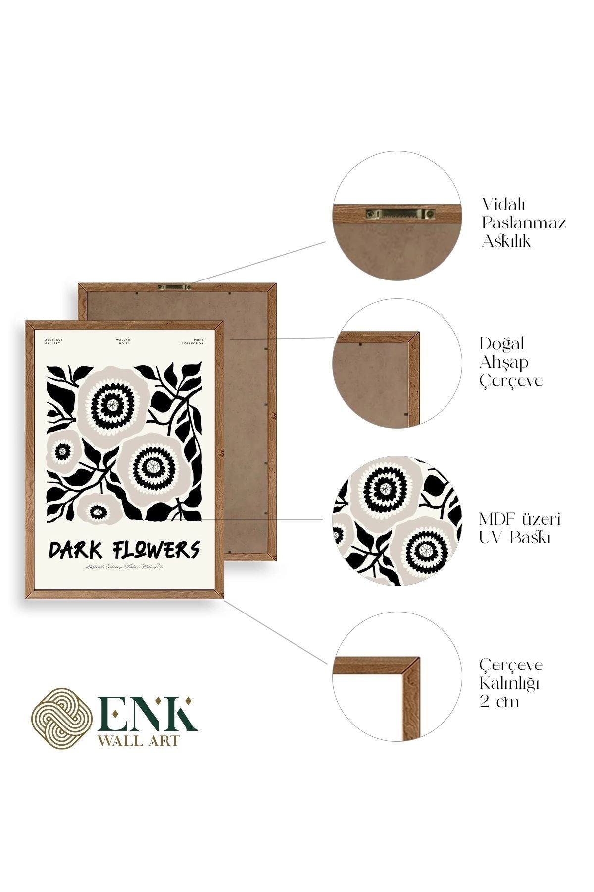 Çiçek Ahşap Çerçeveli Tablo 30 x 42