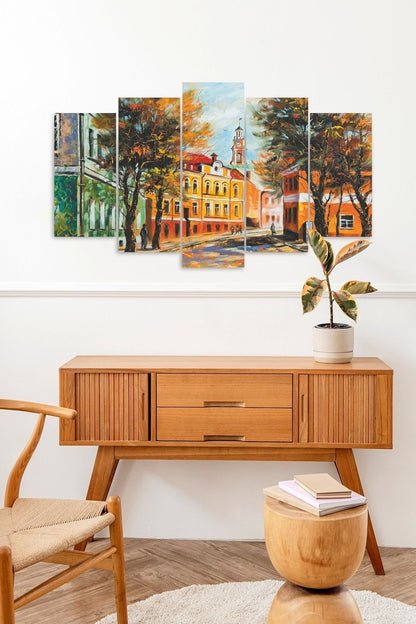 Şehir Manzara 5 Parçalı Mdf Tablo 60 x 100