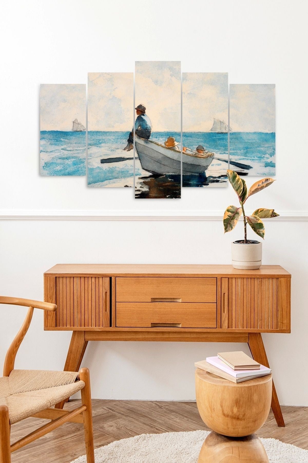 Deniz Manzarası 5 Parçalı Mdf Tablo 60 x 100