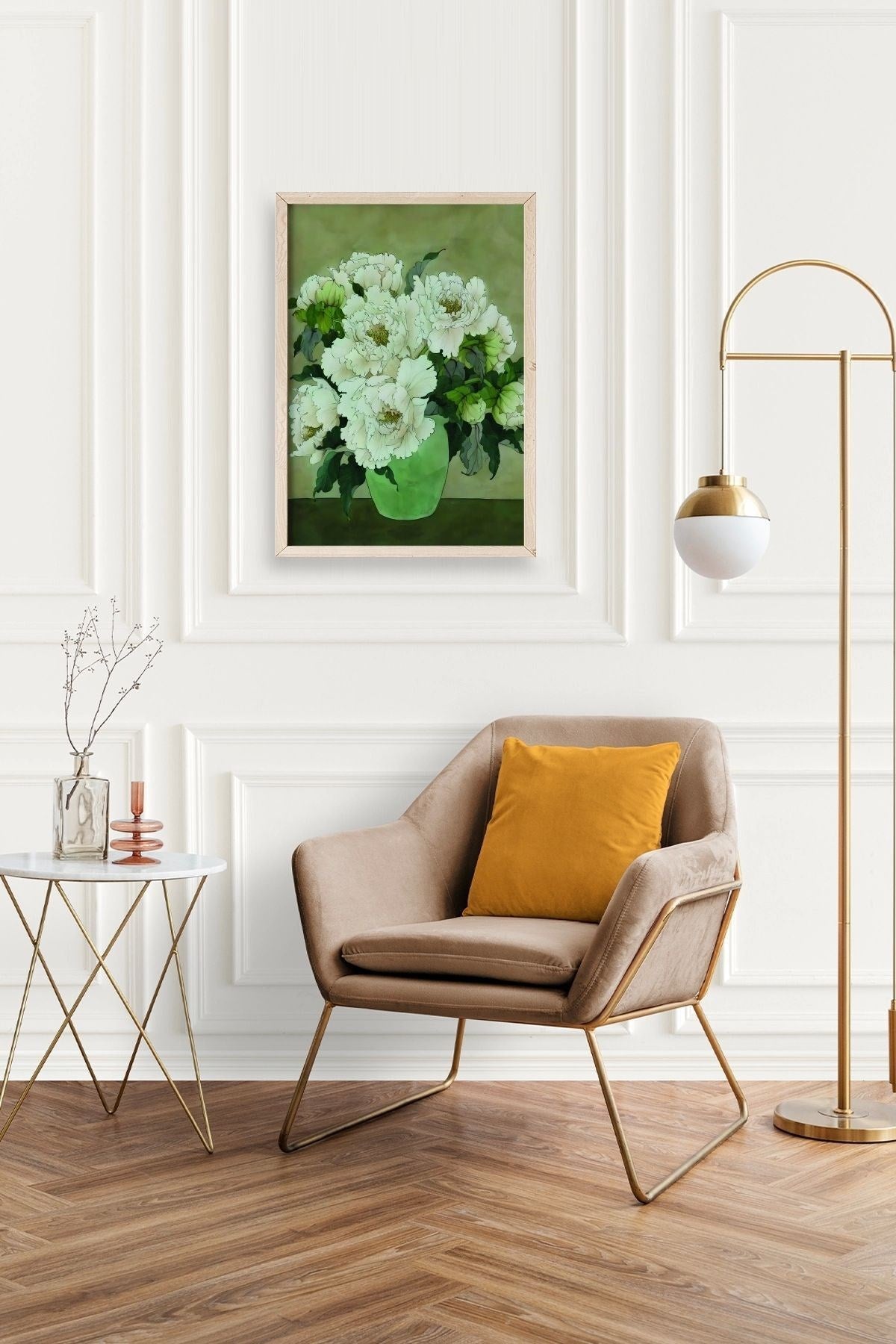 Çiçekler Ahşap Çerçeveli Tablo 50 x 70