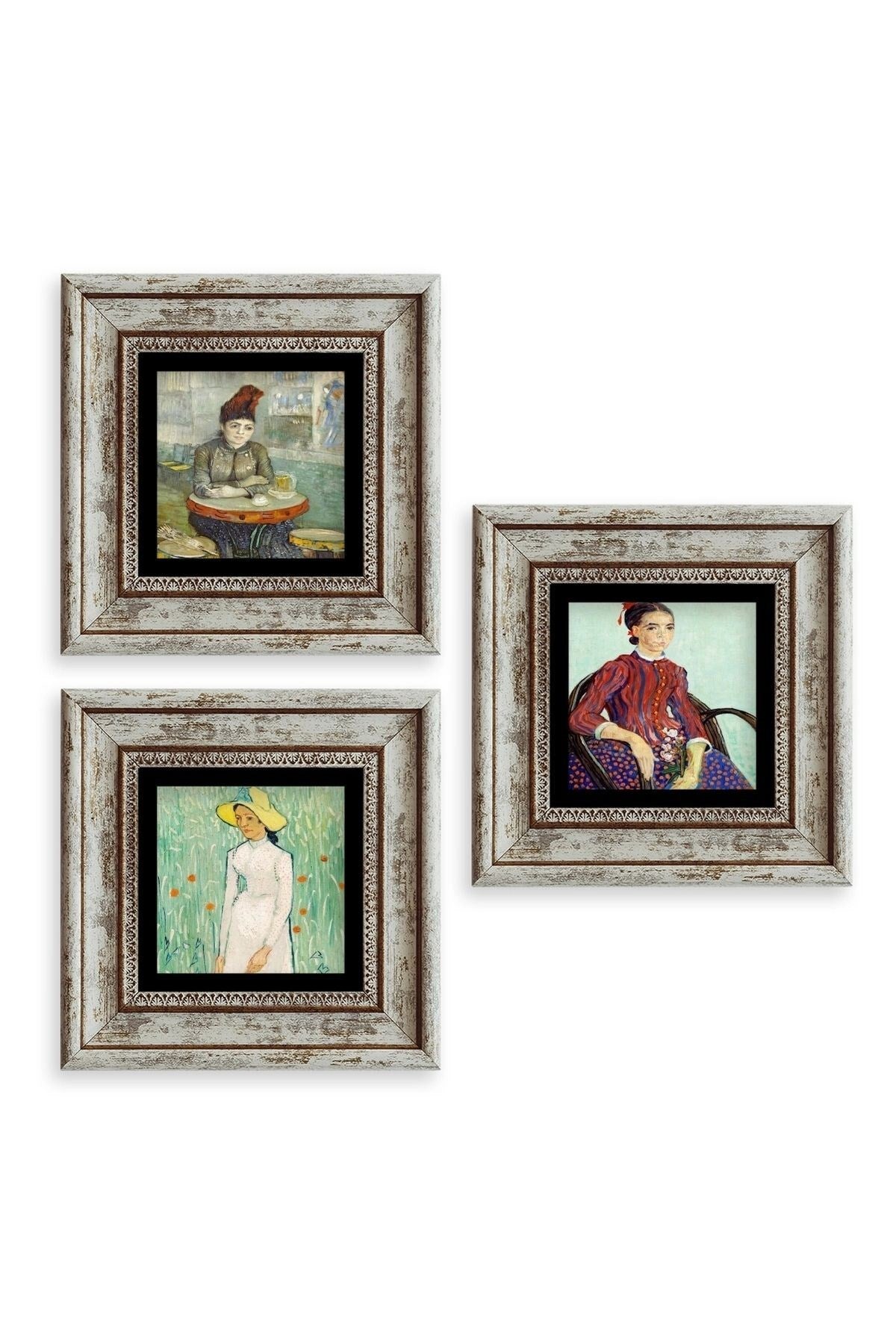 Kadınlar 3 lü Set Çerçeveli Taş Tablo 20 cm