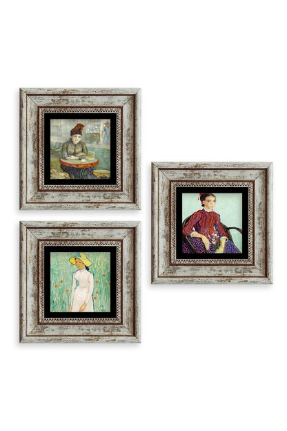Kadınlar 3 lü Set Çerçeveli Taş Tablo 20 cm