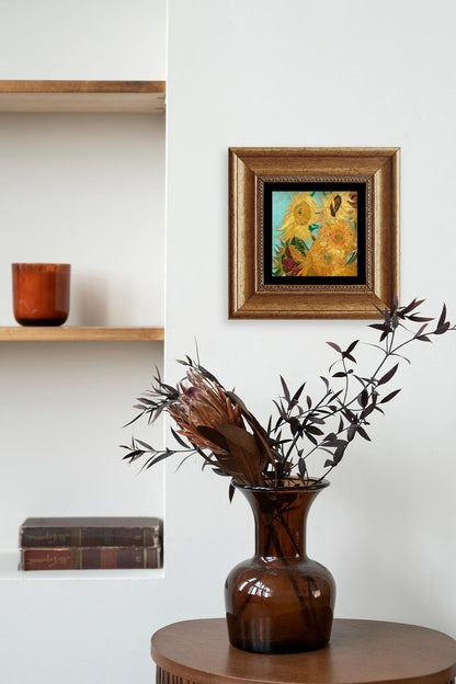 Ayçiçeği Çerçeveli Taş Tablo 20 cm