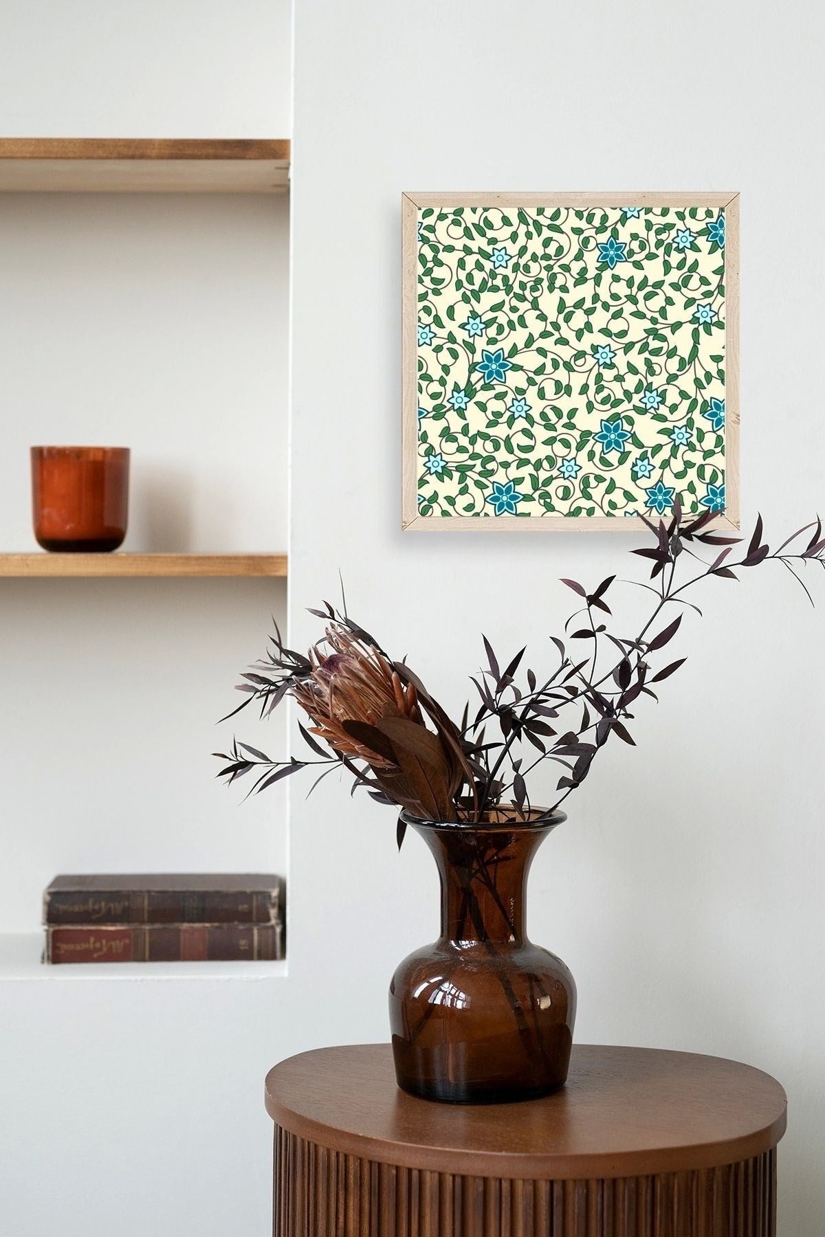 Çiçek Ahşap Çerçeveli Tablo 23 x 23