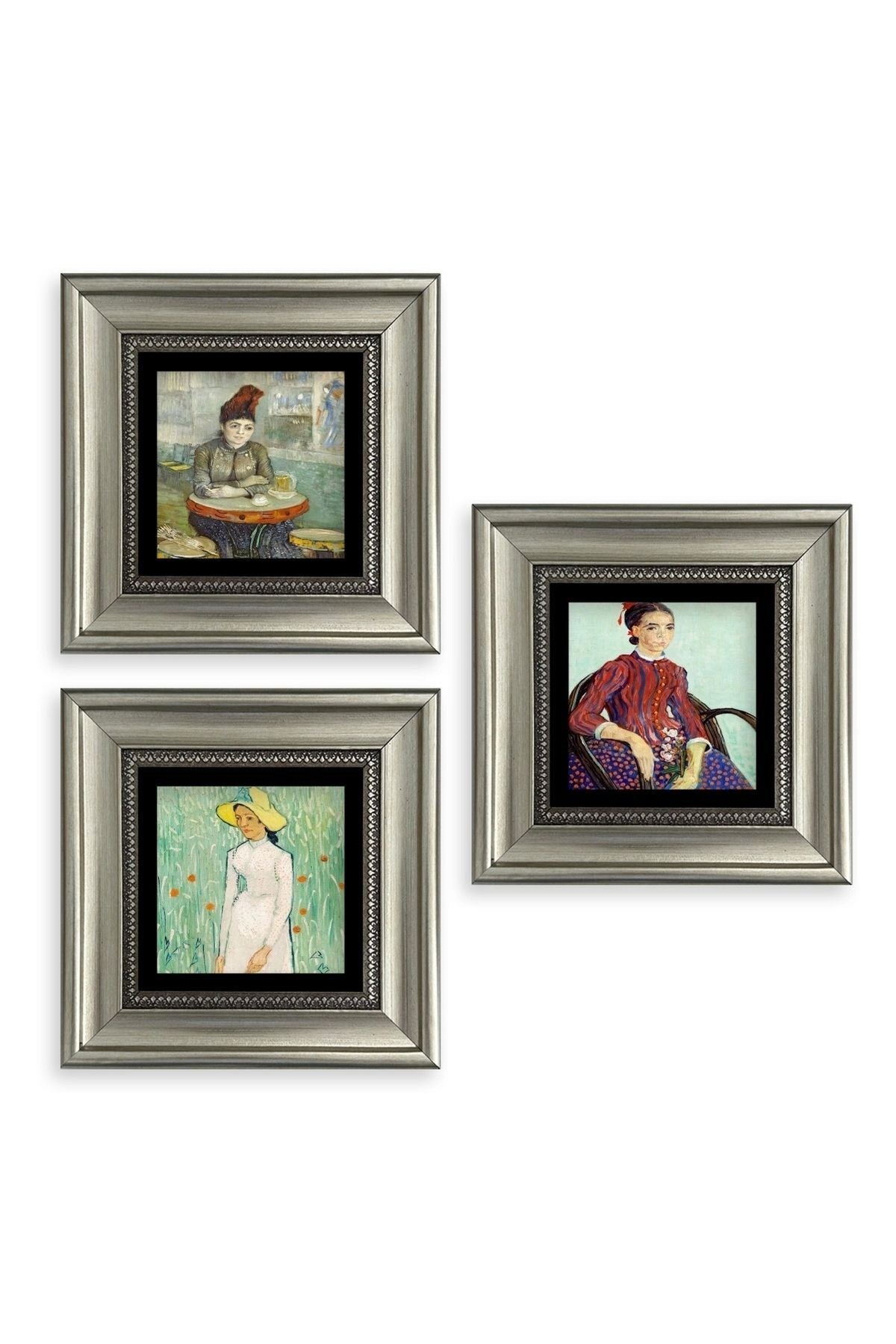 Kadınlar 3 lü Set Çerçeveli Taş Tablo 20 cm