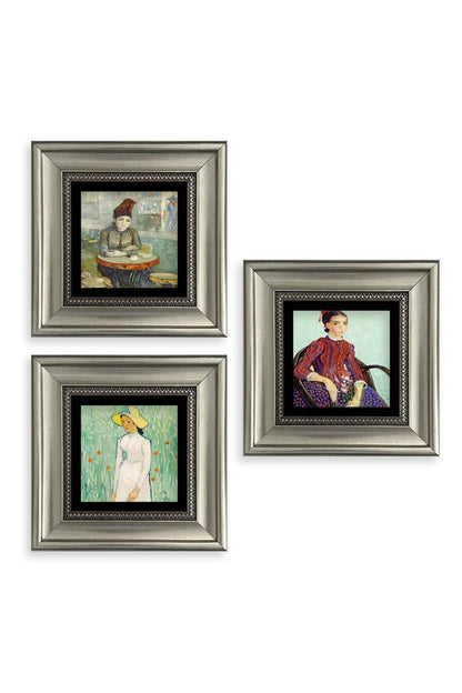 Kadınlar 3 lü Set Çerçeveli Taş Tablo 20 cm