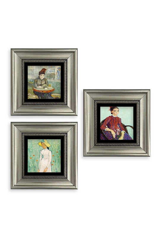 Kadınlar 3 lü Set Çerçeveli Taş Tablo 20 cm