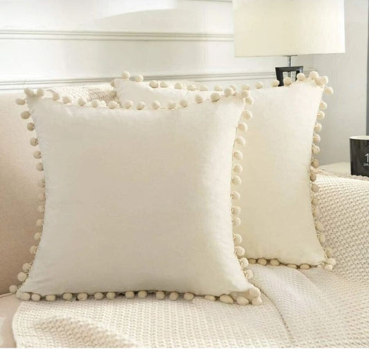 2'li ponponlu kırlent kılıf seti 40 x 40