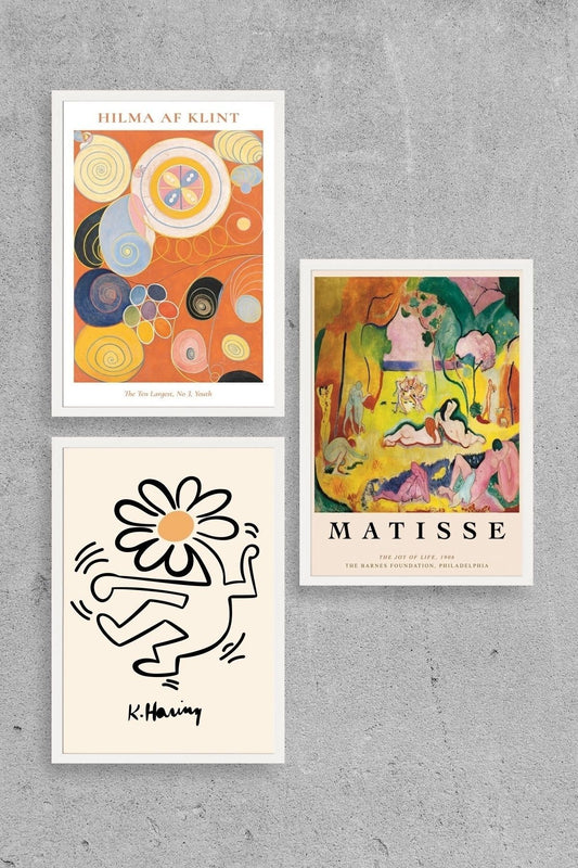 Ünlü Tablolar Üçlü Ahşap Çerçeveli Tablo 30 x 40