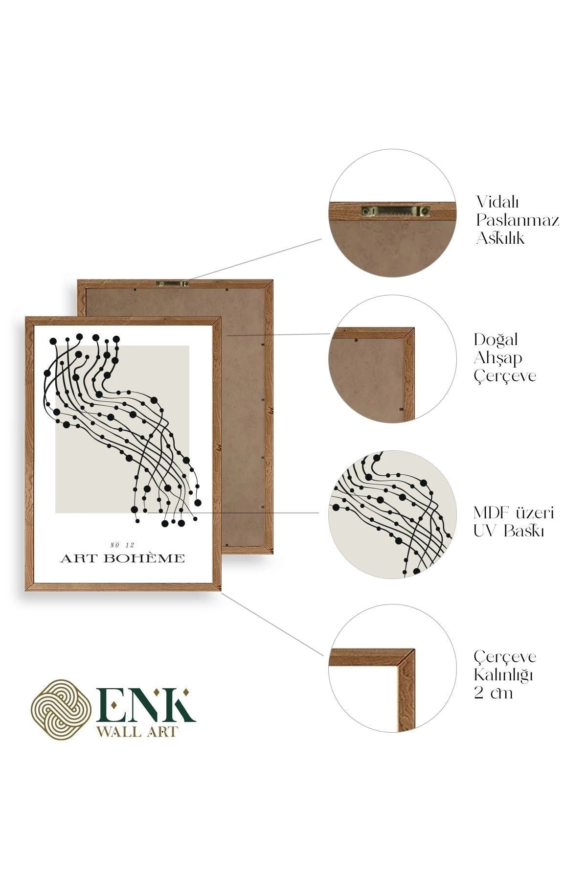 Soyut Ahşap Çerçeveli Tablo 30 x 42