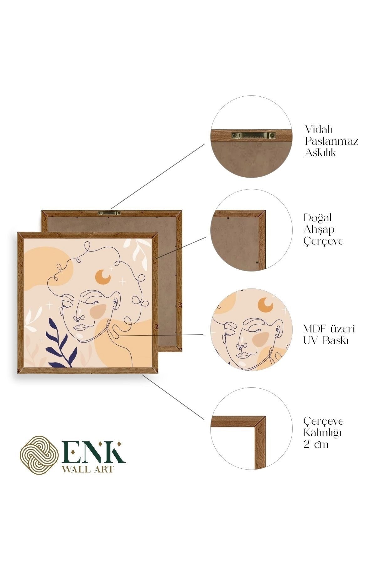 Kadın Ahşap Çerçeveli Tablo 23 x 23