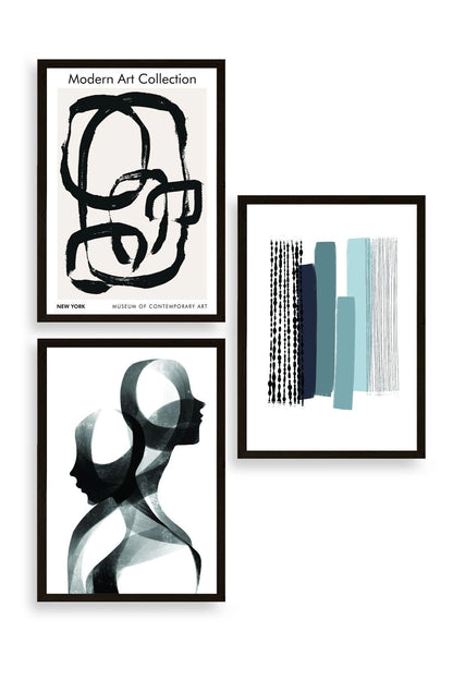 Modern Üçlü Ahşap Çerçeveli Tablo 40 x 60