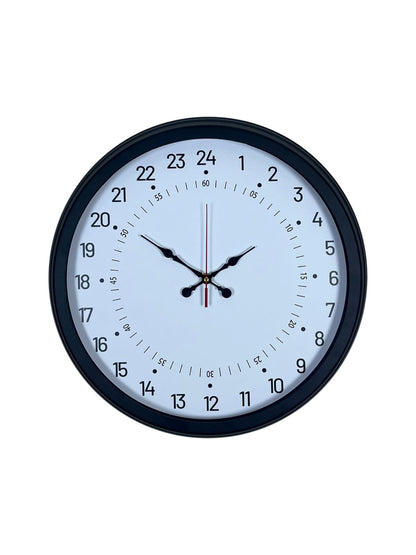 Siyah 40 Cm Metal 24 Saat Göstergeli Özel Tasarım Duvar Saati